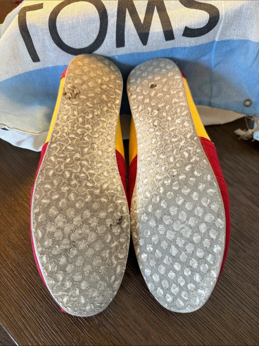 Toms Women’s USC Canvas Slip-On Moccasins in Red and Yellow